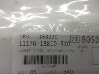 E1710. Suzuki GSF 650 GSX 650 Dichtungskit Dichtung 11170-18810-RX0 Motor Zylinder - Bild 4