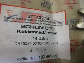 E756. Suzuki DR 350 S RM 250 Ritzel Zahnrad JTF432-14 Kettenrad 14 T Motor Antrieb sprocket - Bild 4
