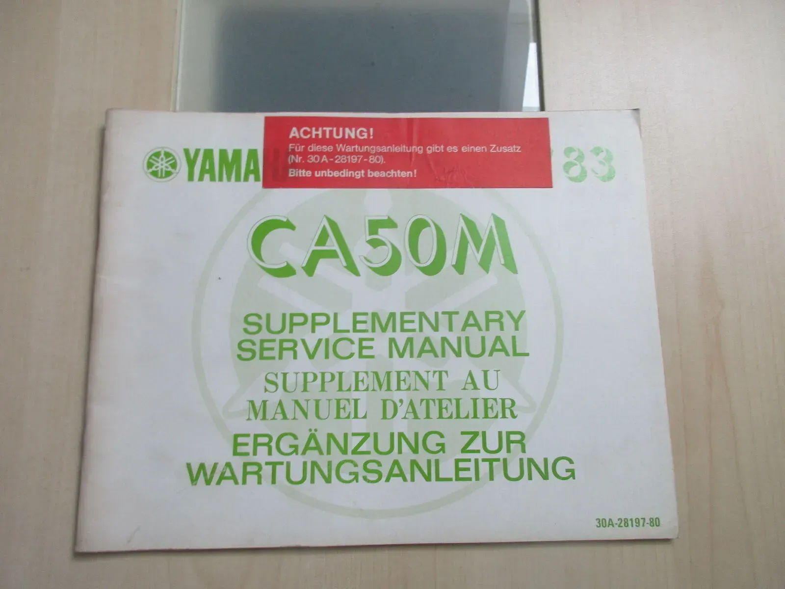 Yamaha CA 50 M Handbuch Wartungsanleitung Ergänzung Fahrerhandbuch 30A-28197-80 - Bild 1