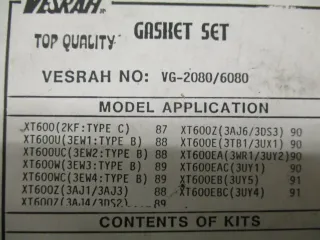 D3836 Dichtung Yamaha XT 600 Dichtungssatz VG-2080M Motordichtung Motor seal - Bild 5