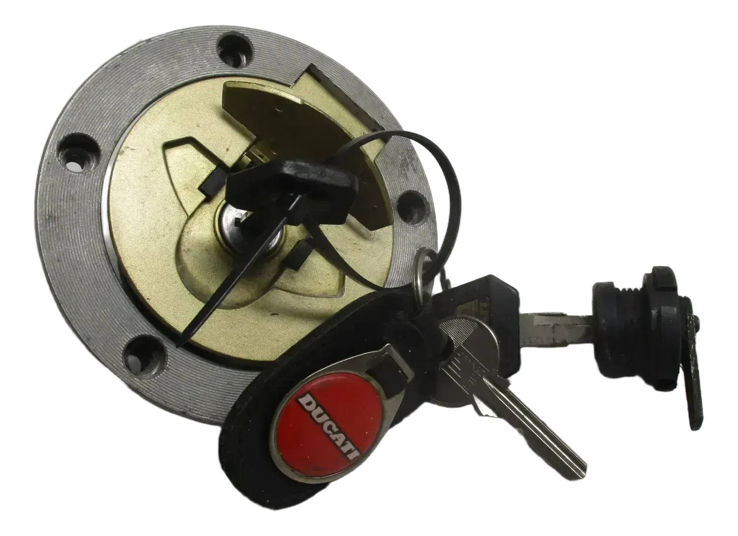 1. Ducati 750 SS ZDM Bj. 90-98 Tankschloß Tankdeckel Heckschloß Schlüssel - Bild 1