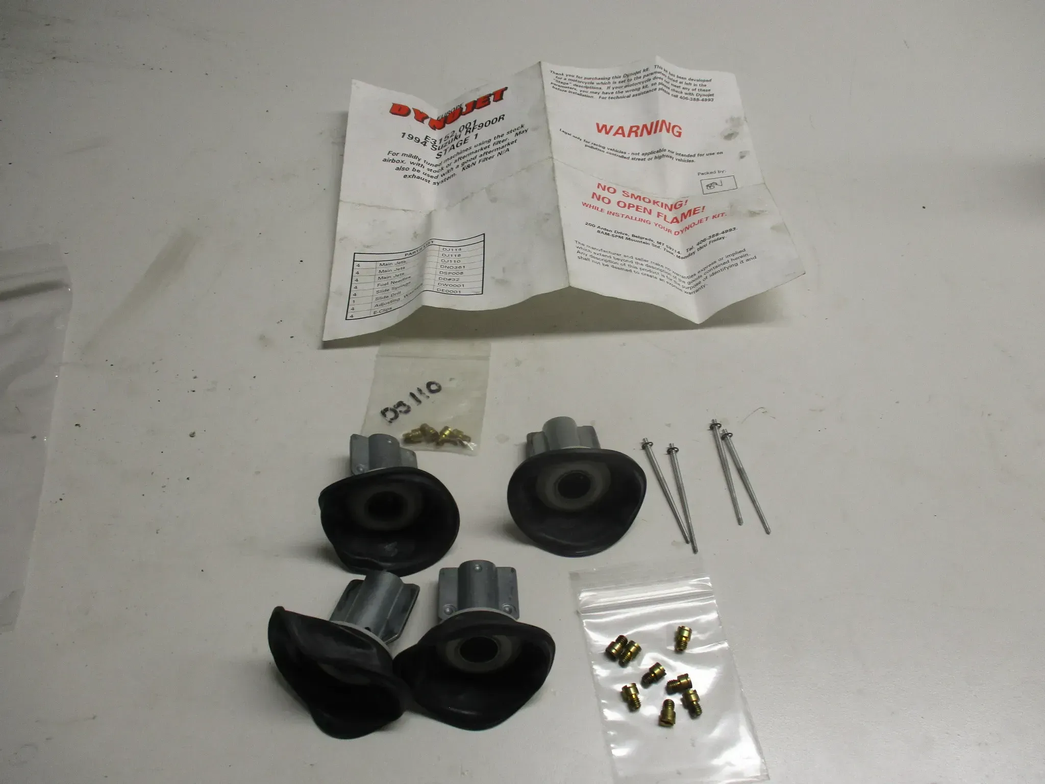 R1658 Suzuki RF 900 R Vergaserset Stufe 1 Dynojet E3 152.001 Membrane Düse - Bild 1
