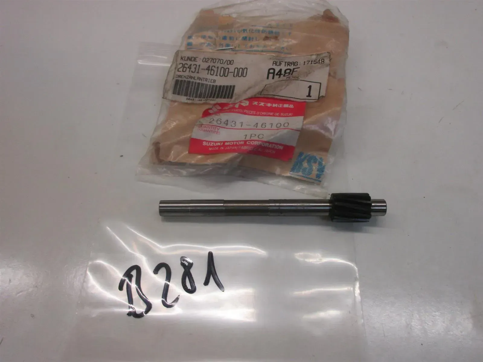 B281. Suzuki TS 50 ERK Antriebswelle Tacho Drehzahlmesser Welle 26431-46100 - Bild 1
