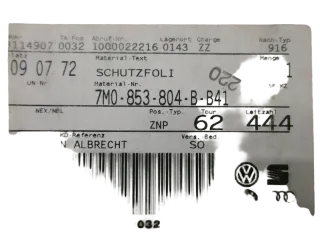 F115 VW Sharan Schutzfolie Einstiegsleiste rechts 7MO-853-804-B-B41 Aufkleber - Bild 4