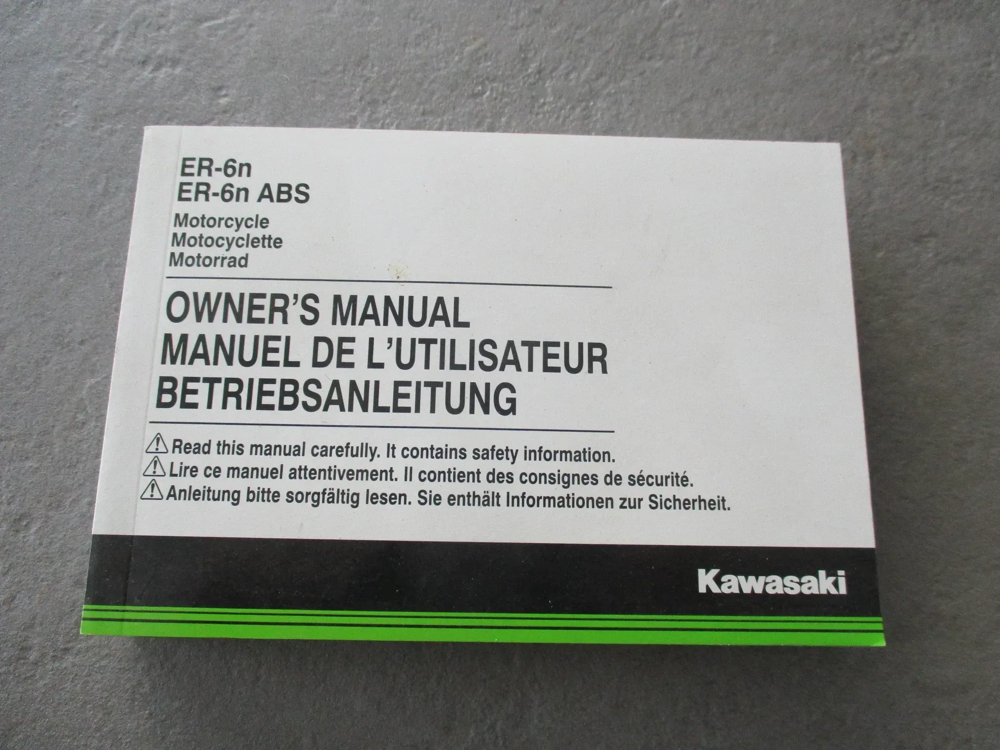 Kawasaki ER-6N ER650EG/EF Bedienungsanleitung Fahrerhandbuch Handbuch Bordbuch - Bild 1