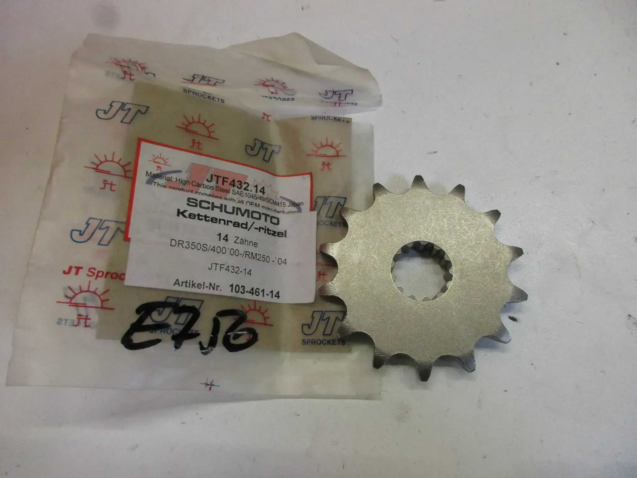 E756. Suzuki DR 350 S RM 250 Ritzel Zahnrad JTF432-14 Kettenrad 14 T Motor Antrieb sprocket - Bild 1
